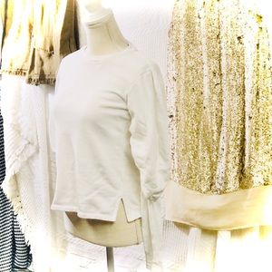 GOEN.J | XS / SP / 4 | White Puffed Sleeve White Cotton Pullover Sweatshirt Top